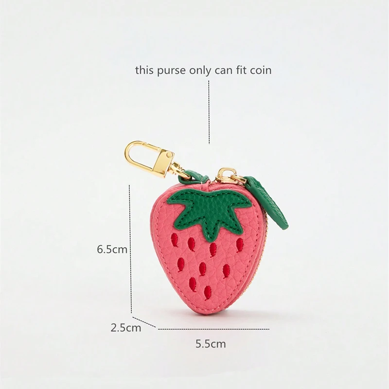 Strawberry Fruit Charm coin purse cute key chain mini pouch Wallet gift for girl women