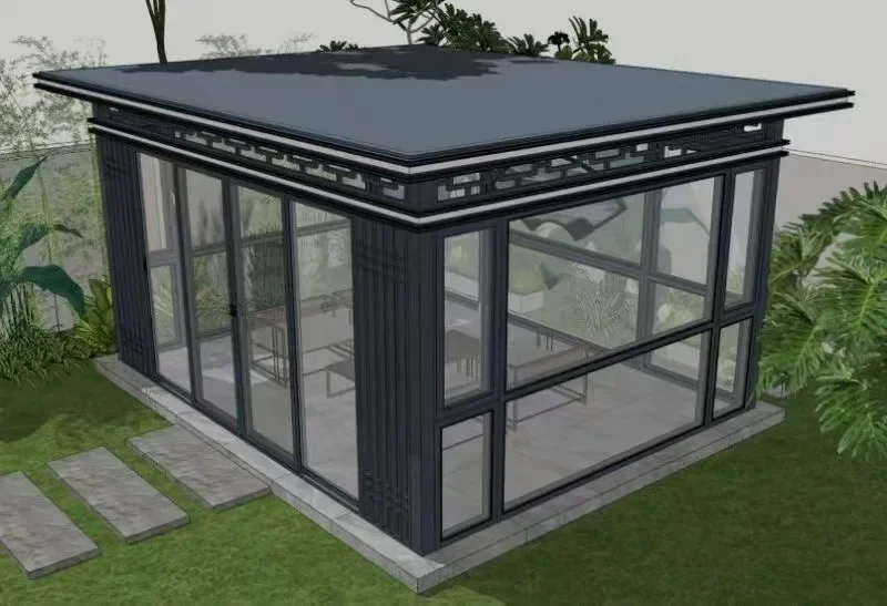 Custom Modern Insulated Glass House with Waterproof Wood Frame Triangle Roof Design for Outdoor Villas & Sunrooms Applications