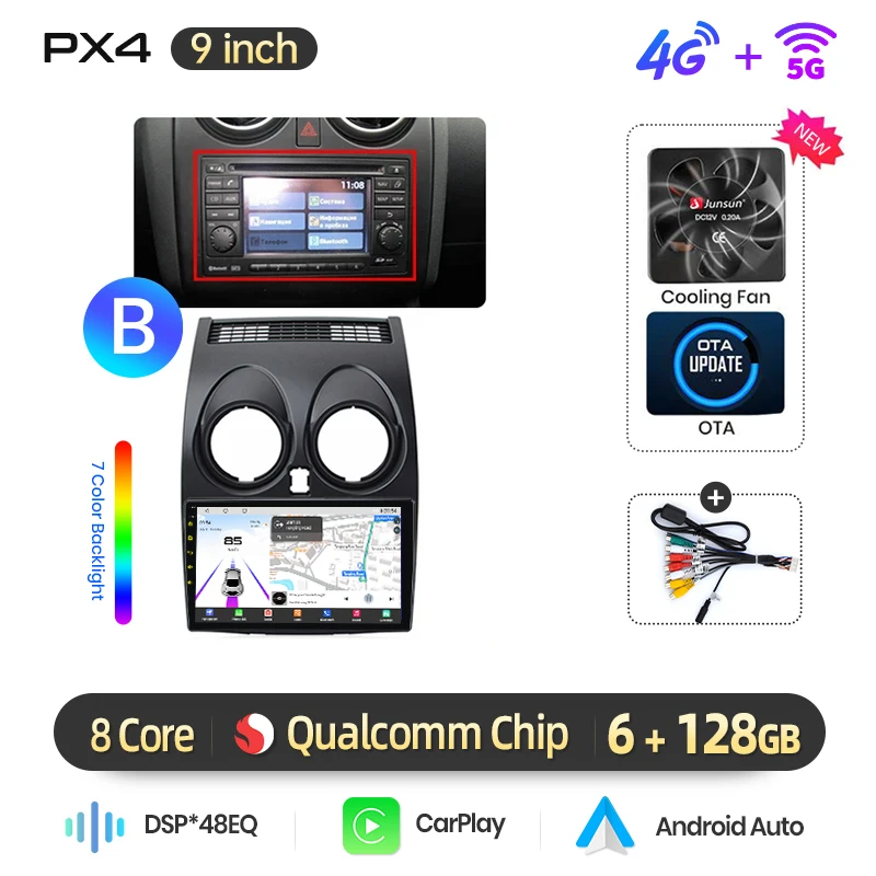 AWESAFE Draadloze CarPlay Android Auto Radio voor Nissan Qashqai J10 2006-2013 GPS Auto Navigatie Plug and Play met SWC RDS DSP