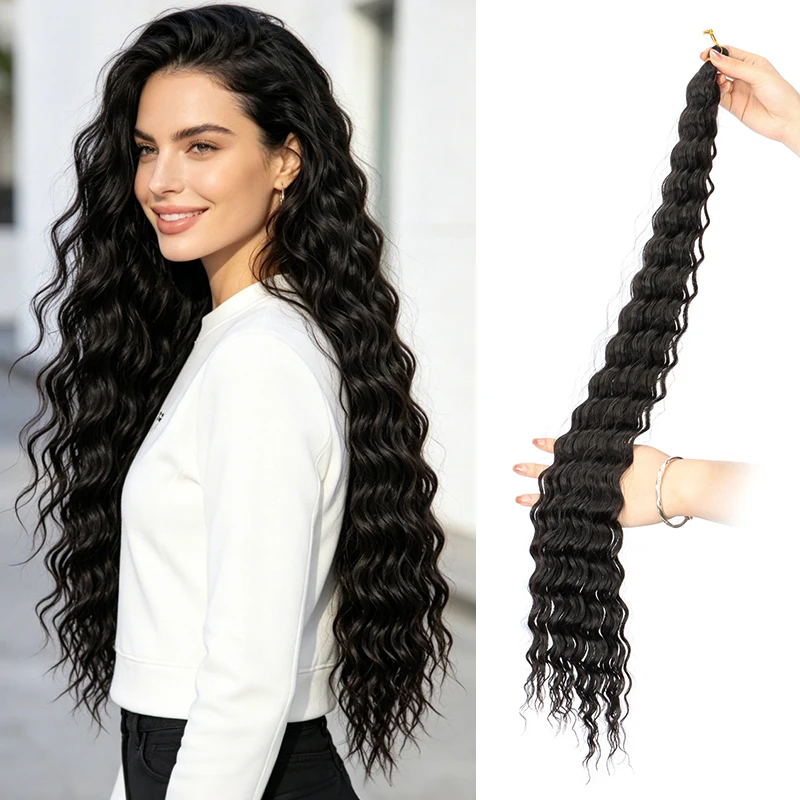 

30Inch Synthetic Long Deep Curly Braid Hair Extension Heat-Resistant Fiber Crochet Twist Hairpiece for Women Daily