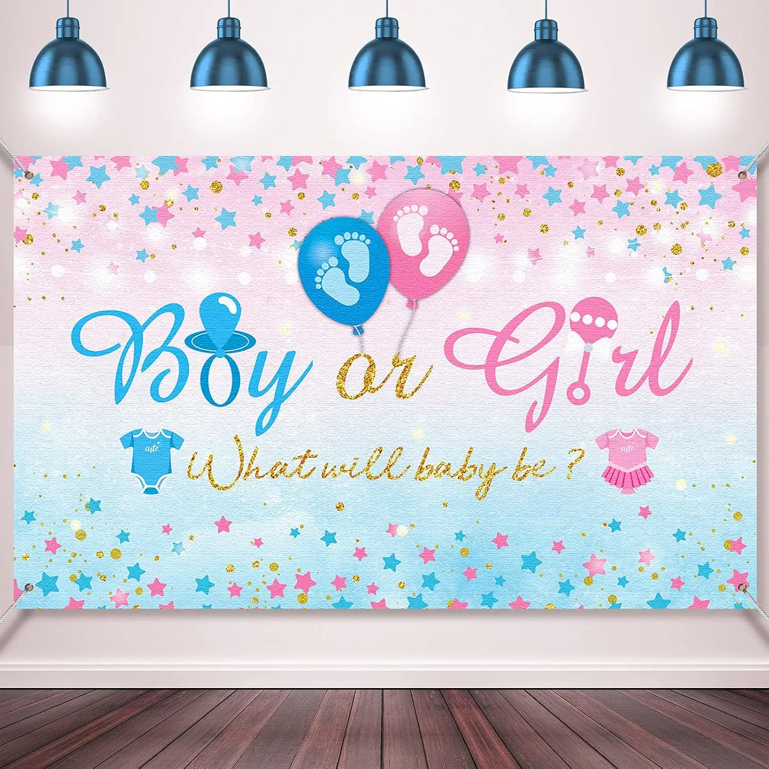VIKAMA Geschlecht offenbaren Party Kulissen Junge Mädchen blau rosa Logo Banner Baby Dusche Dekoration Photo Booth Requisiten liefert