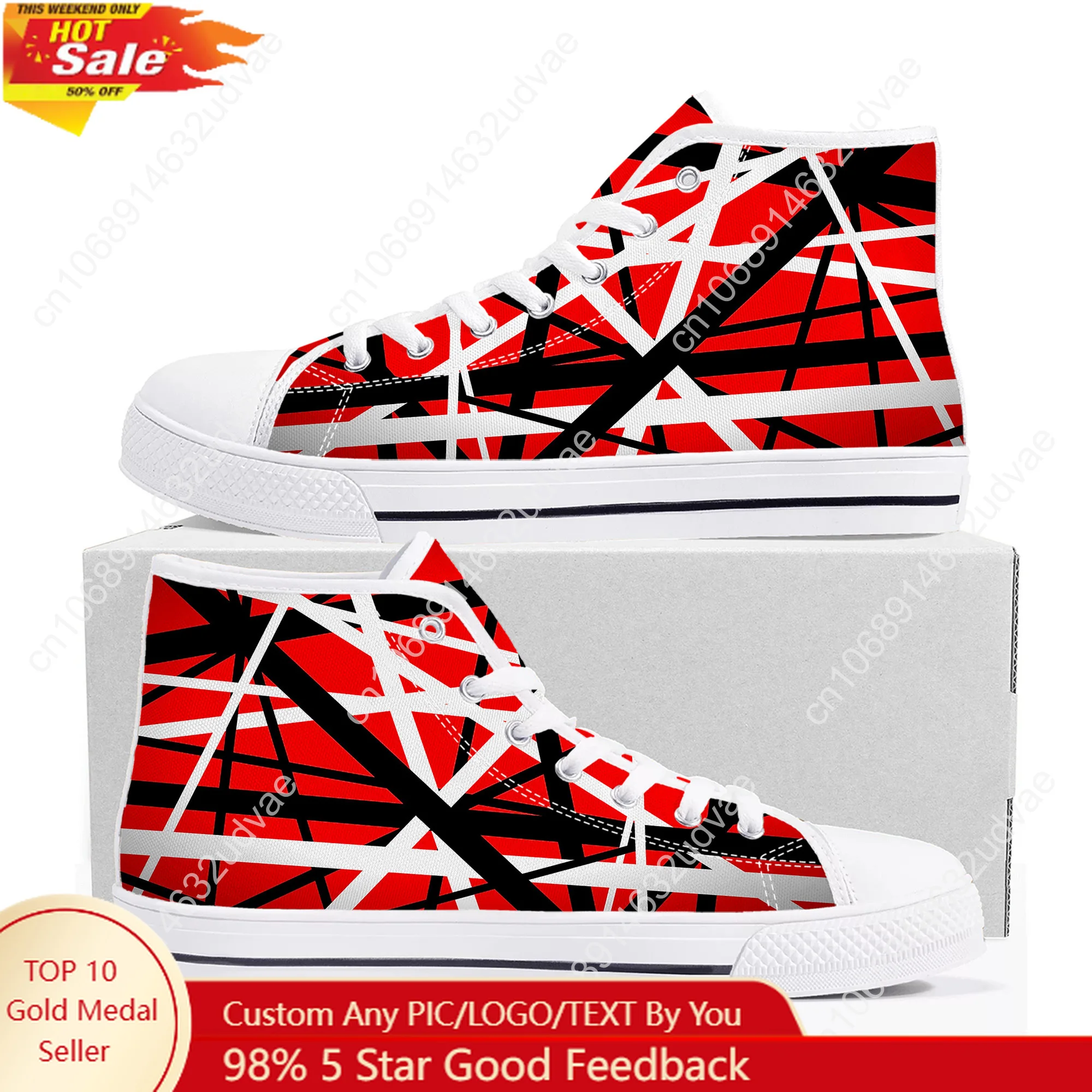 

Van Evh 5150 Stripes Halen High Top Shoes Men Women Teenager Canvas Sneaker High Quality Sneakers Couple Footwear Custom Shoe