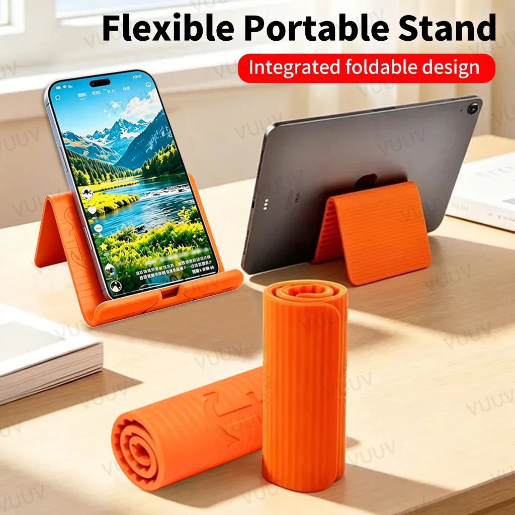 Support de téléphone portable paresseux et portable, support de tablette et ordinateur portable en silicone flexible pour bureau, pliable et transformable, adaptable à toutes les formes, idéal pour les voyages