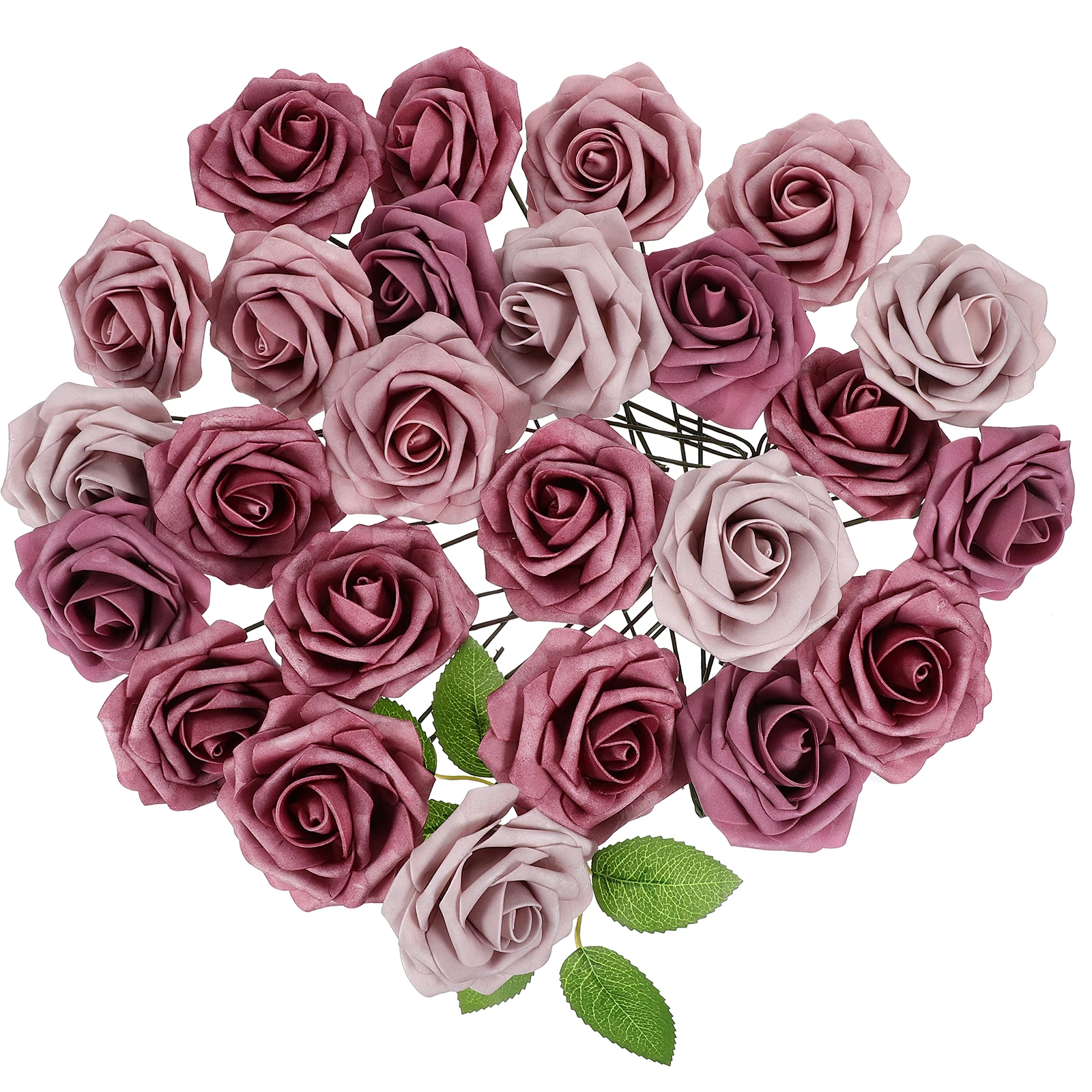 

25 Artificial Roses Gradient Taupe Stems Home Decor Plastic Foam Exquisite Boxed Gift Wedding Valentines Day Flower