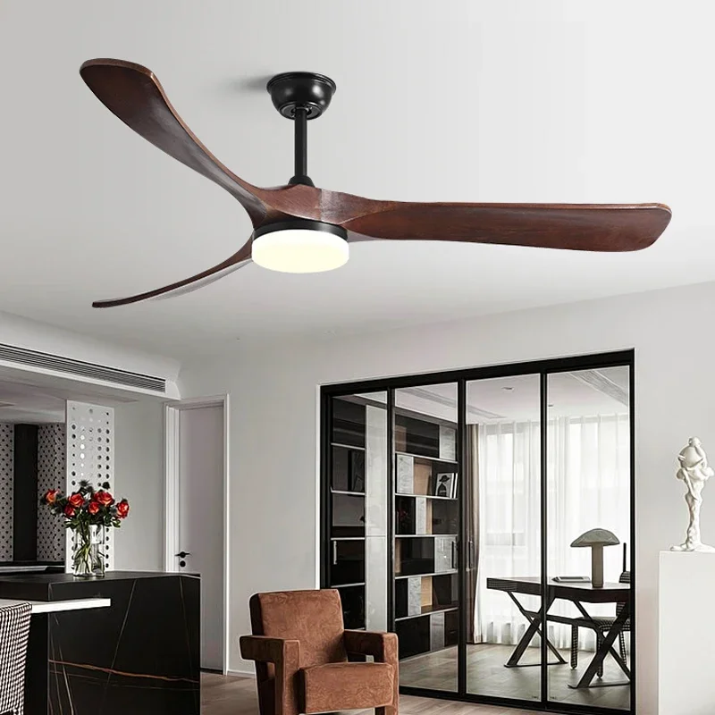 70 Inch Luxury Natural Wooden Ceiling Fan Home Decorative Pendant Fan With Lamp Reversible Motor Suitable for Summer and Winter