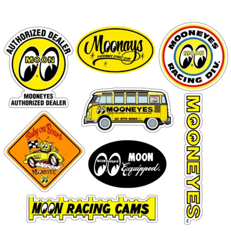 8 Pcs/Set  Stickers Motor Decals Moon Car Stickers Skateboard Decora Pegatinas Waterproof for Lugguage  Laptop Bicycle Pitcher