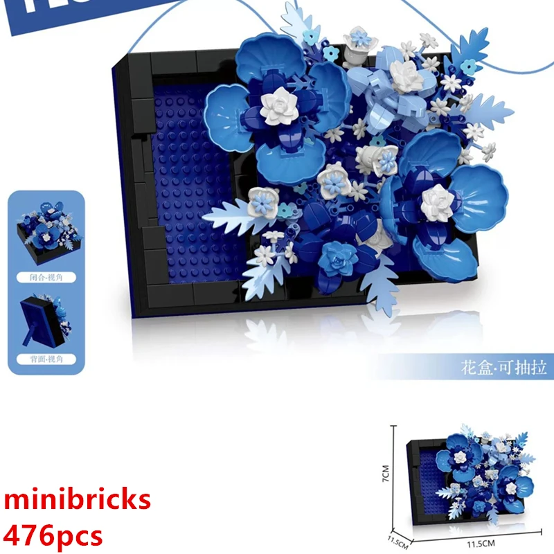 DIY 3D słynna róża hibiskus wieczne nieśmiertelne kwiaty rama do malowania sztalugi artystyczne wystawa klocki Model zestawy klocków zabawki