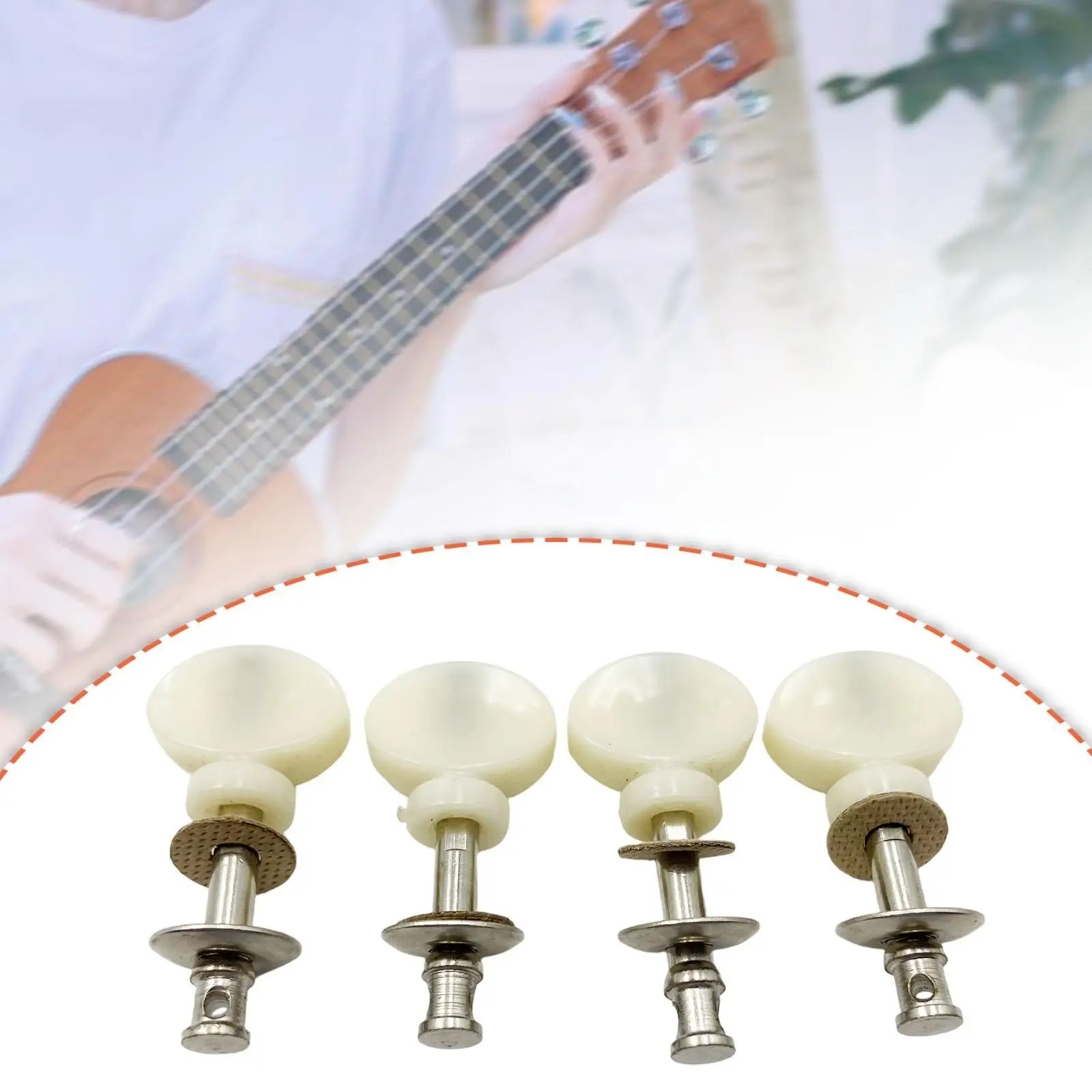 4x4Pcs Ukulele Tuning Pegs Accessories DIY Parts Easy to Install Machine Heads silver and White