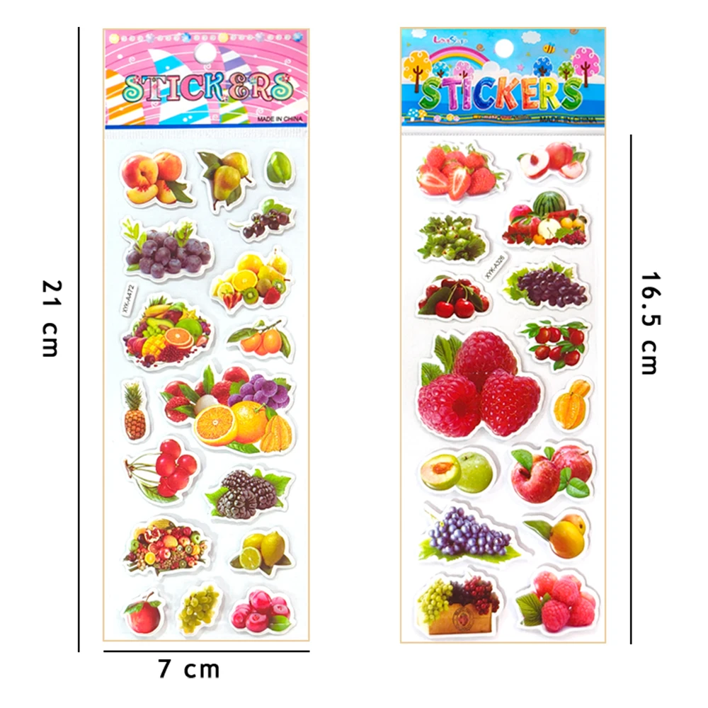 10 Sheets 3D Puffy Stickers Fruit Vegetable Bulk Stickers Scrapbook Decoration Birthday Festival Gifts for Adult Boy Girl image 2