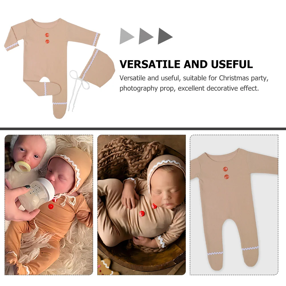 1Set Baby Long Sleeve Romper Newborn Bodysuit Xmas Outfit with Hat Comfortable Safe Material for Boys Girls Long Sleeve Romper