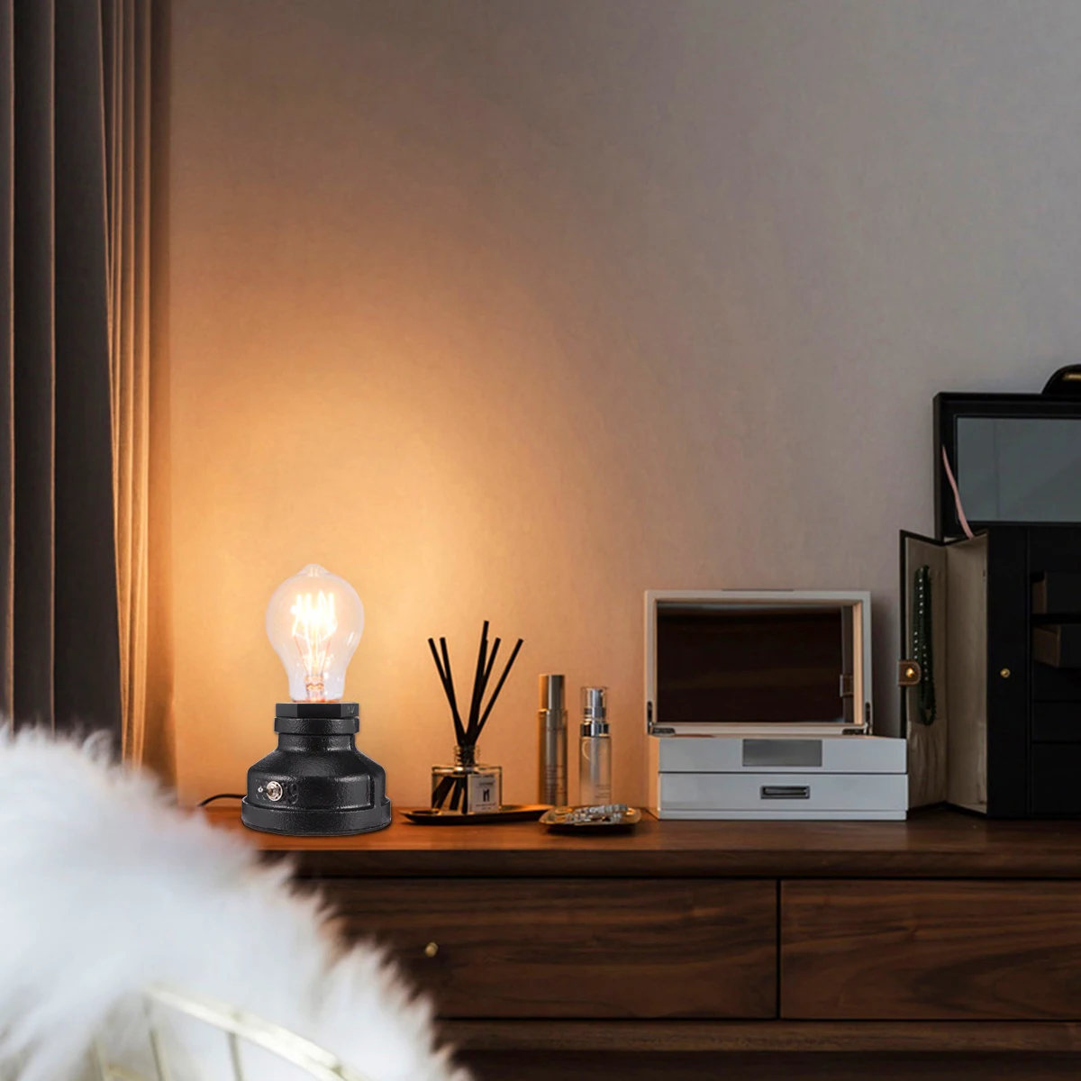 

Retro Industrial Style Water Shape Lamp Desk Light Slide Design Home Bar Decoration Us Plug Retro Lamp