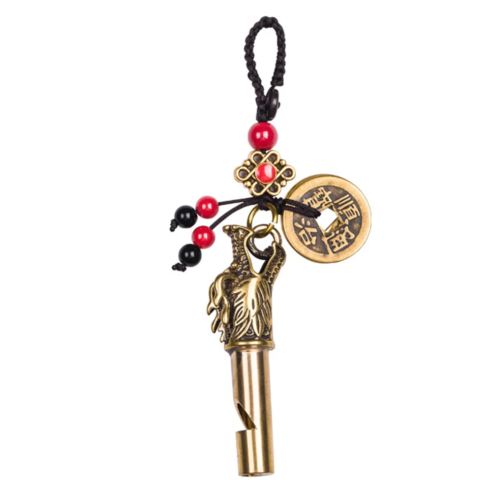 1Pcs Exquisite Pendant Whistle Premium Brass Retro Delicate Whistle Multi Functional Key Ring Pendant for Outdoor Emergency Use