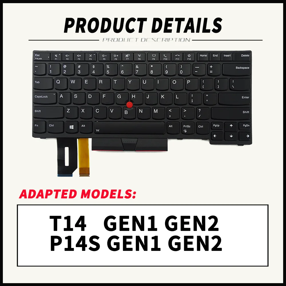 Laptop Replacement Keyboard for Lenovo ThinkPad T14 Gen1 Gen2 P14S Gen1 Gen2 US/BR/FR/UK/PT/SP 5N20V43904 5N20X68869