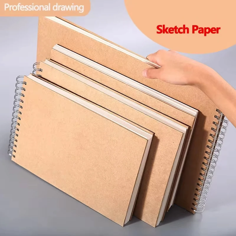 A3/A4/A5 Retro 30 Sheets 160gsm Art Sketchbook painting Watercolor Practice Spiral Notebook Hard Cover Kraft Paper Sketching Pad