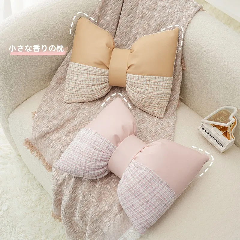 Cute  Knot Pink Sofa Pillow Children Doll Chair Pillow Dormitory Bay Window Waist Cushion Bedside Decorative Pillow