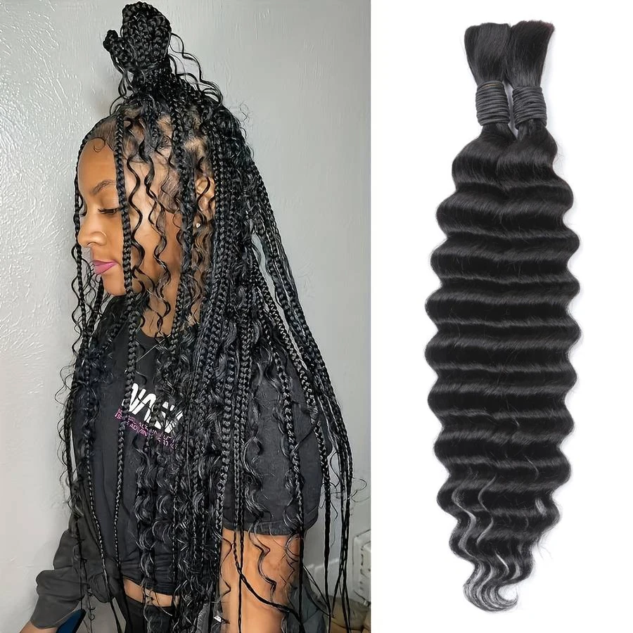 Deep Wave Bulk Human Hair For Braiding Human Braiding Hair Wet And Wavy Brazilian Virgin Human Hair Extensions Curly 50g/pcs