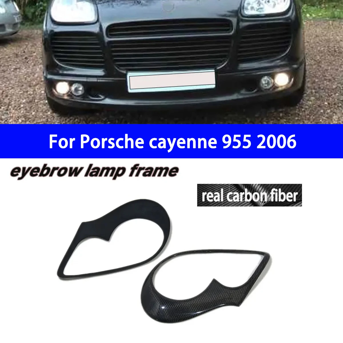 

For Porsche Cayenne 955 Modified Carbon Fiber Lampshade, Eyebrow Lamp Frame, Front Headlight Decorative Sticker Installation