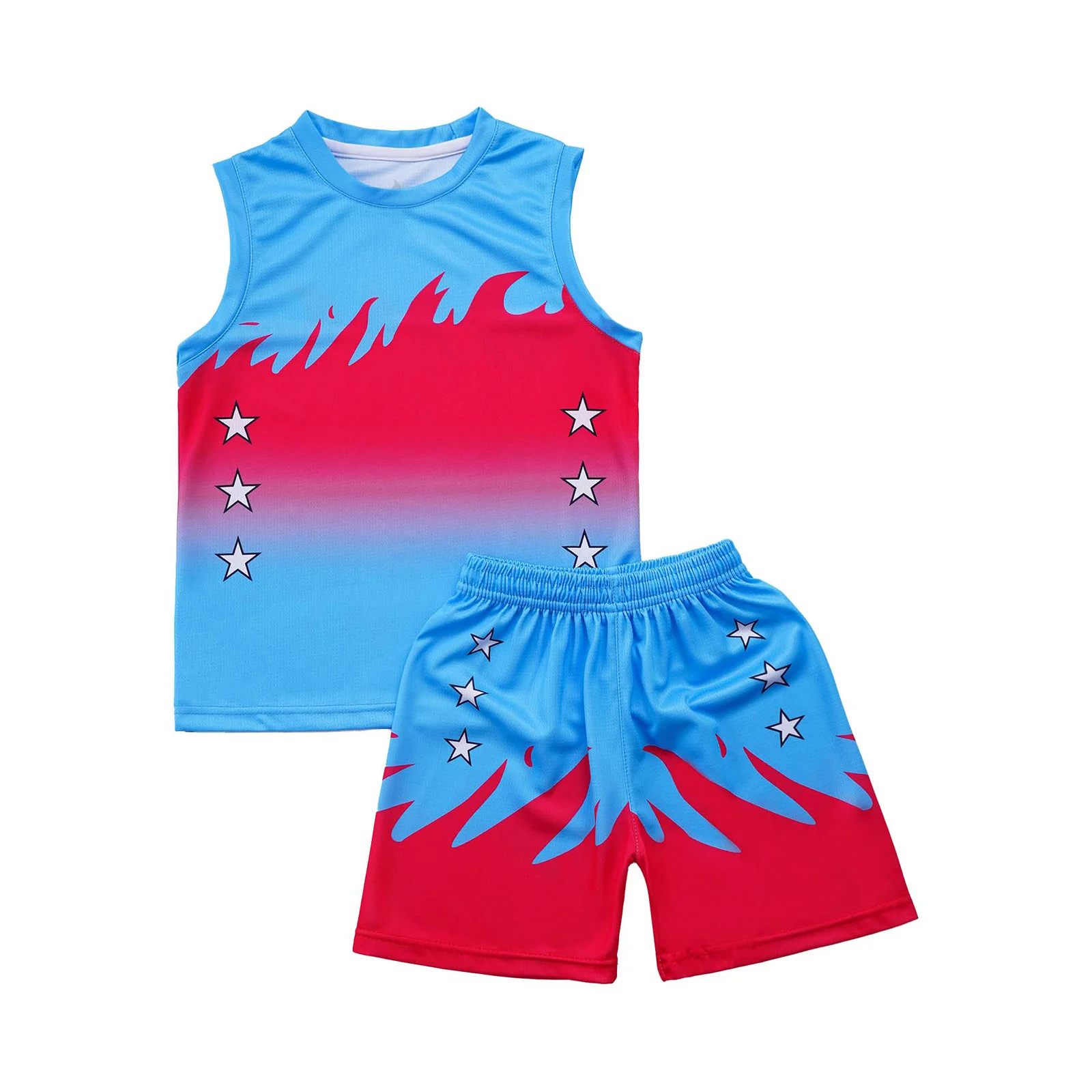 Immagine 3: Completo sportivo da allenamento per basket per bambini per ragazzi, uniforme da calcio, canottiera senza maniche + pantaloncini, abbigliamento per bambini, tuta