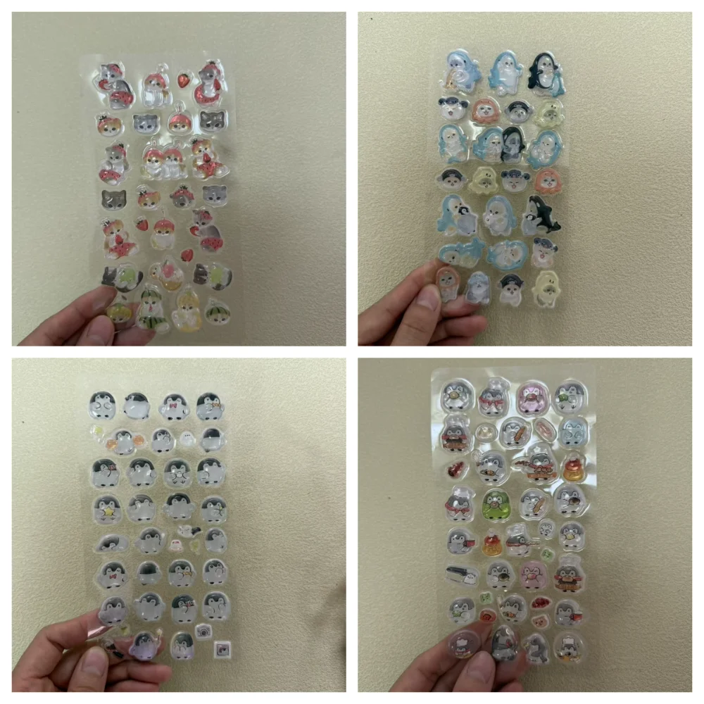Japan Cartoon Anime Image Mofusand Cherry Shark Cat 3D Relief Sticker Student Diy Notebook Decoration Phone Case Accessories