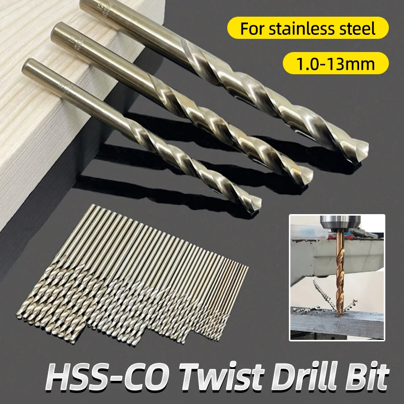 

1-13mm Cobalt Twist Drill HSS M35 Stainless Steel Drilling Hole Tools Metal Reamer Full Grinding Hole Opening Tool Set 29 Sizes