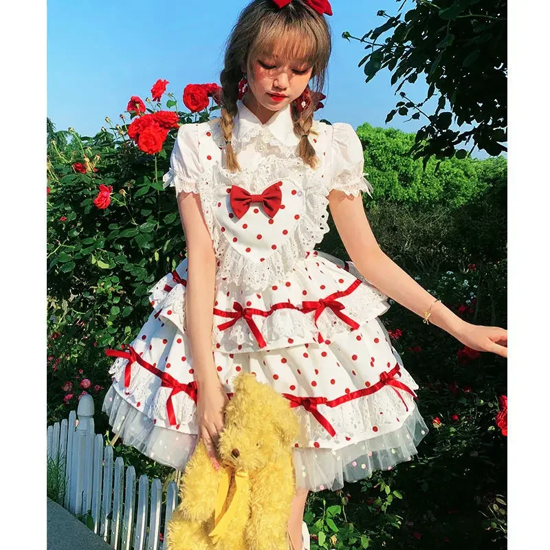 Imagem -06 - Nonsar-saia de Bolo Kawaii Lolita para Mulheres Harajuku Babados Doce Coração Suspender de Renda Bow Dot Mini Saia Bonita Saia para Festa Y2k