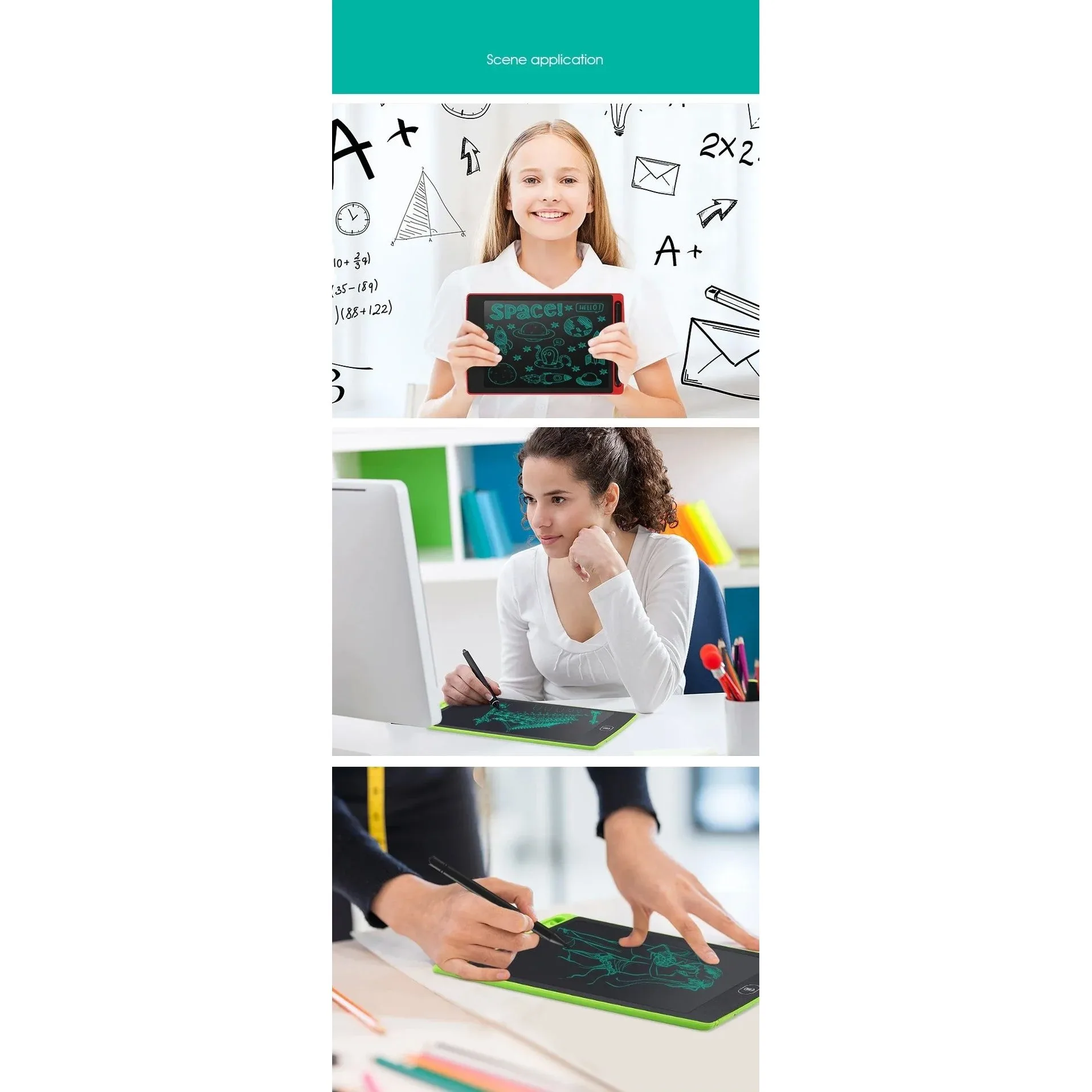 Tablet de escrita l de 8.5 espaços, desenho digital, material abs, bolsa multifuncional, estilo hobo ular para homens e ...