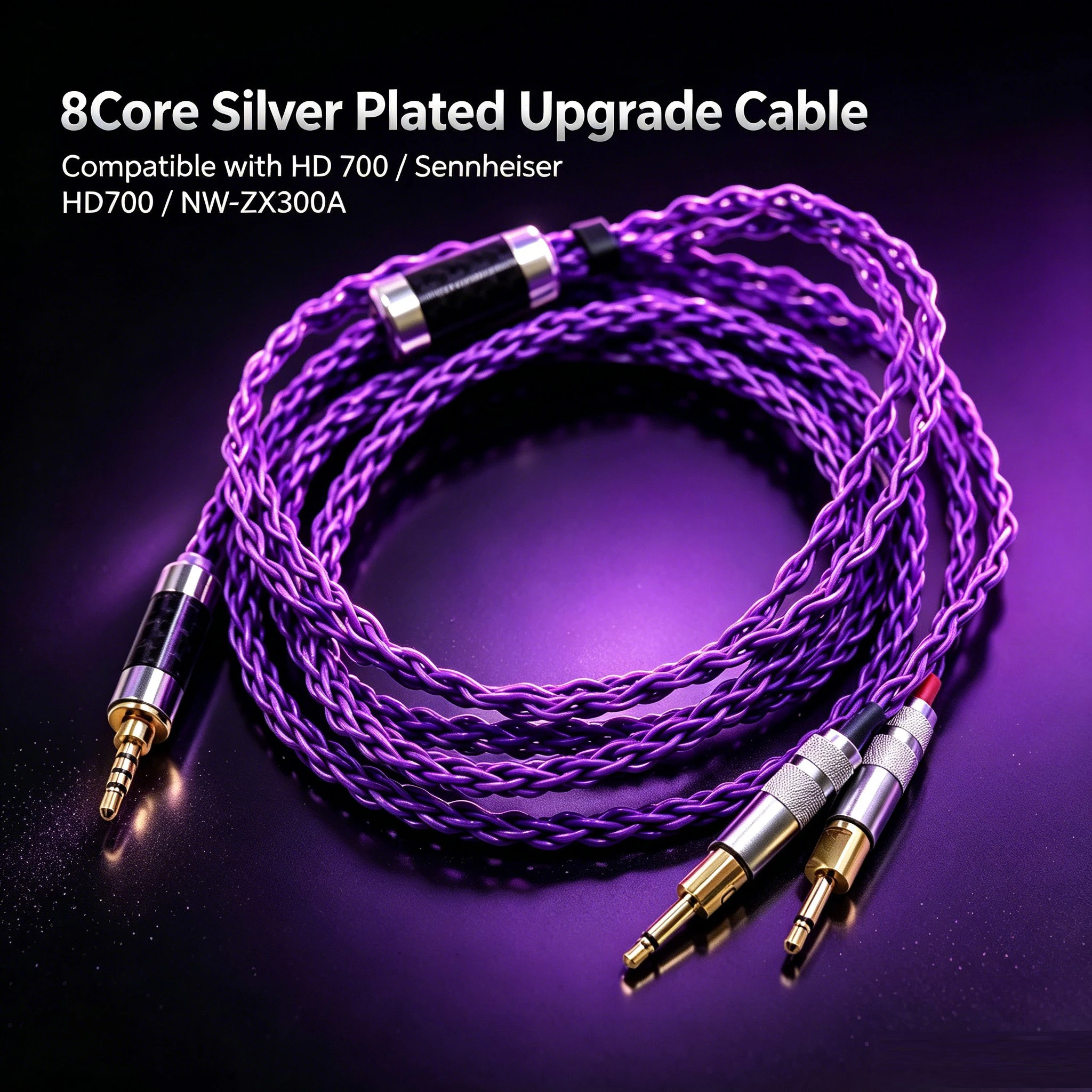 Высококачественный балансный кабель 3.5 XLR 4.4 (мужской) на двойной 2.5 мм (8-жильный) для наушников HD 700, Sennheiser HD700, NW ZX300A