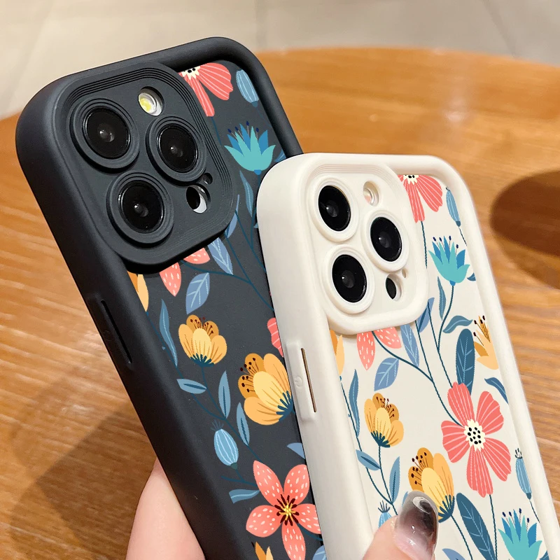Colorful Flowers Silicone Case For iPhone 15 16 Pro Max 14 13 12 11 Pro Max 7 8 XR XS SE Shockproof Bumper Soft TPU Phone Cover image 4