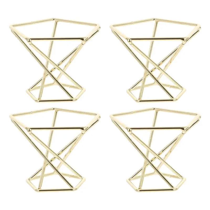 4 Pcs Air Stand Fern Holders Holder Tillandsiadesktop Gold Hanger Unique Indoor Stands Racks Plants Geometric Planter Display