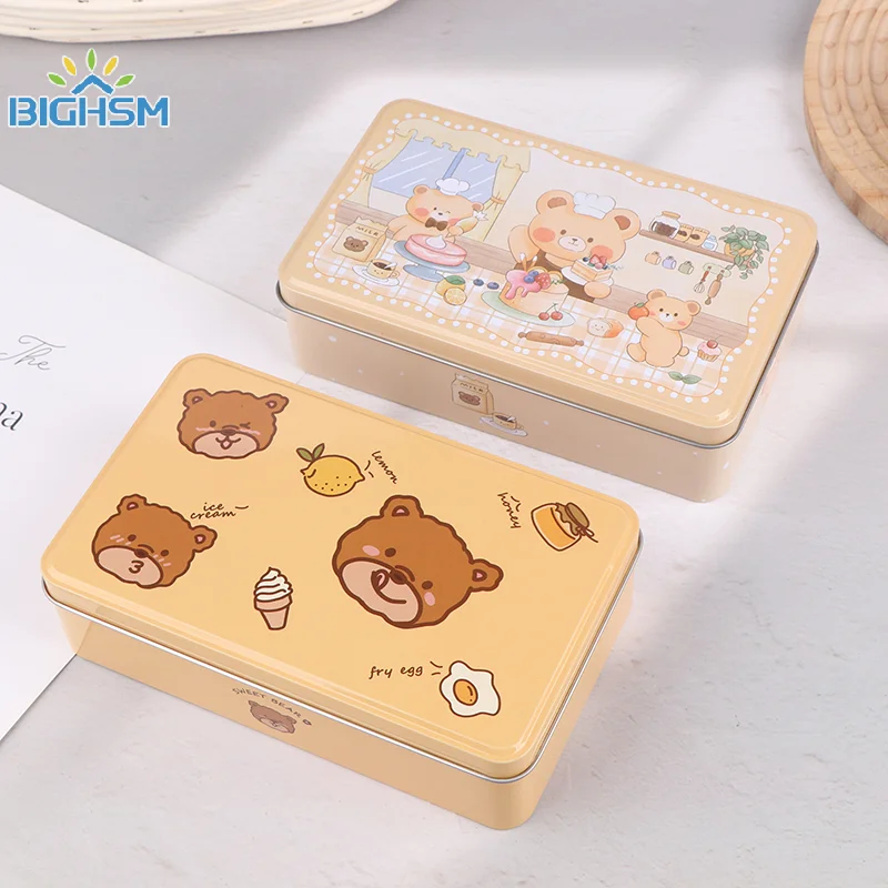 Caja rectangular de hojalata navideña, cajas de almacenamiento de regalo, caja vacía para galletas y dulces, regalo de fiesta de Navidad, estuche organizador de artículos diversos, 1 ud.
