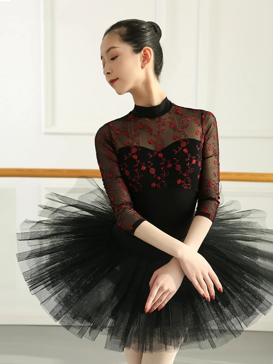 Adult Ballet Wear Gymnastics Clothes For Girls Dancewear Ballet Leotaeds For Women Stand-up Collar Embroidered Women's Ballerina