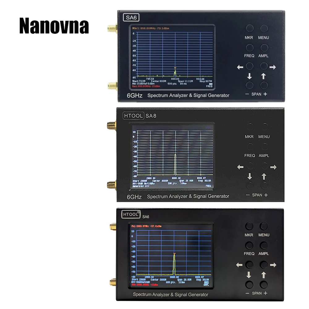 Nanovna SA6 HTOOL-SA6 SA8 Spectrum Analyzer 35-6200MHz Signal Generator Provide PC Software Measuring Radio Signal HTOOL