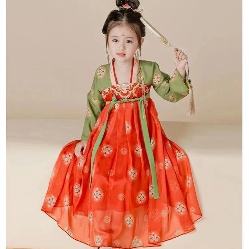 Vestido Hanfu chino para niñas, vestido de baile de estilo Dunhuang, disfraz de Cosplay de hadas de carnaval, falda Hanfu Ru antigua, traje Tang