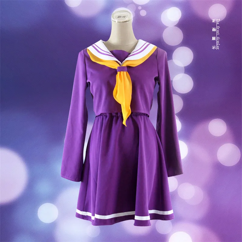 No Game No Life Cosplay Shiro disfraz de Cosplay falda de cuello cuadrado interior vestido de niña peluca de pelo XS-XXXL