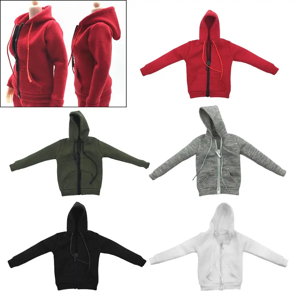 1/6 Scale Women's Zip Up Hoodie Sweatshirt for 12