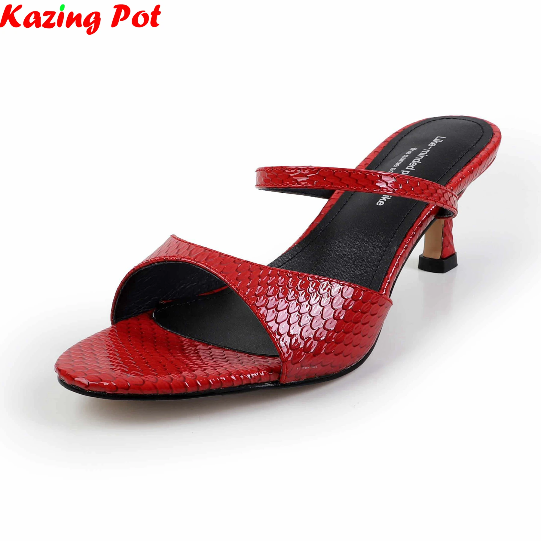 

Летняя обувь на высоком каблуке из натуральной кожи Krazing Pot, лаконичные элегантные подиумные сабо с открытой пяткой, вечерние повседневные современные женские сандалии