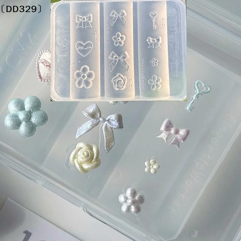 Resin Art Templates Free - Silicone Nails Mold Plaid Bow Flower