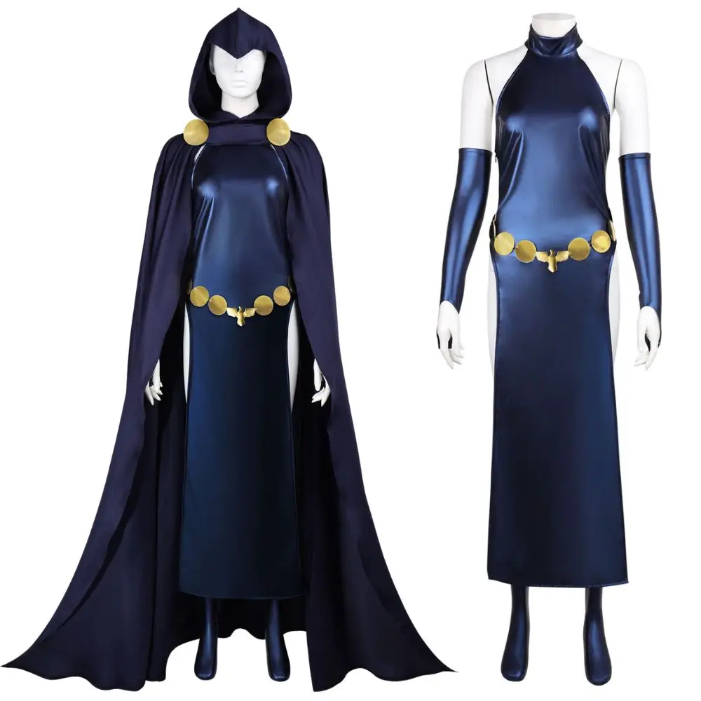 

Raven Cosplay Titan Costume For Adult Women Jumpsuit Hood Cloak Roleplay Outfits Fantasia Haloween Carnival Disguise Suit