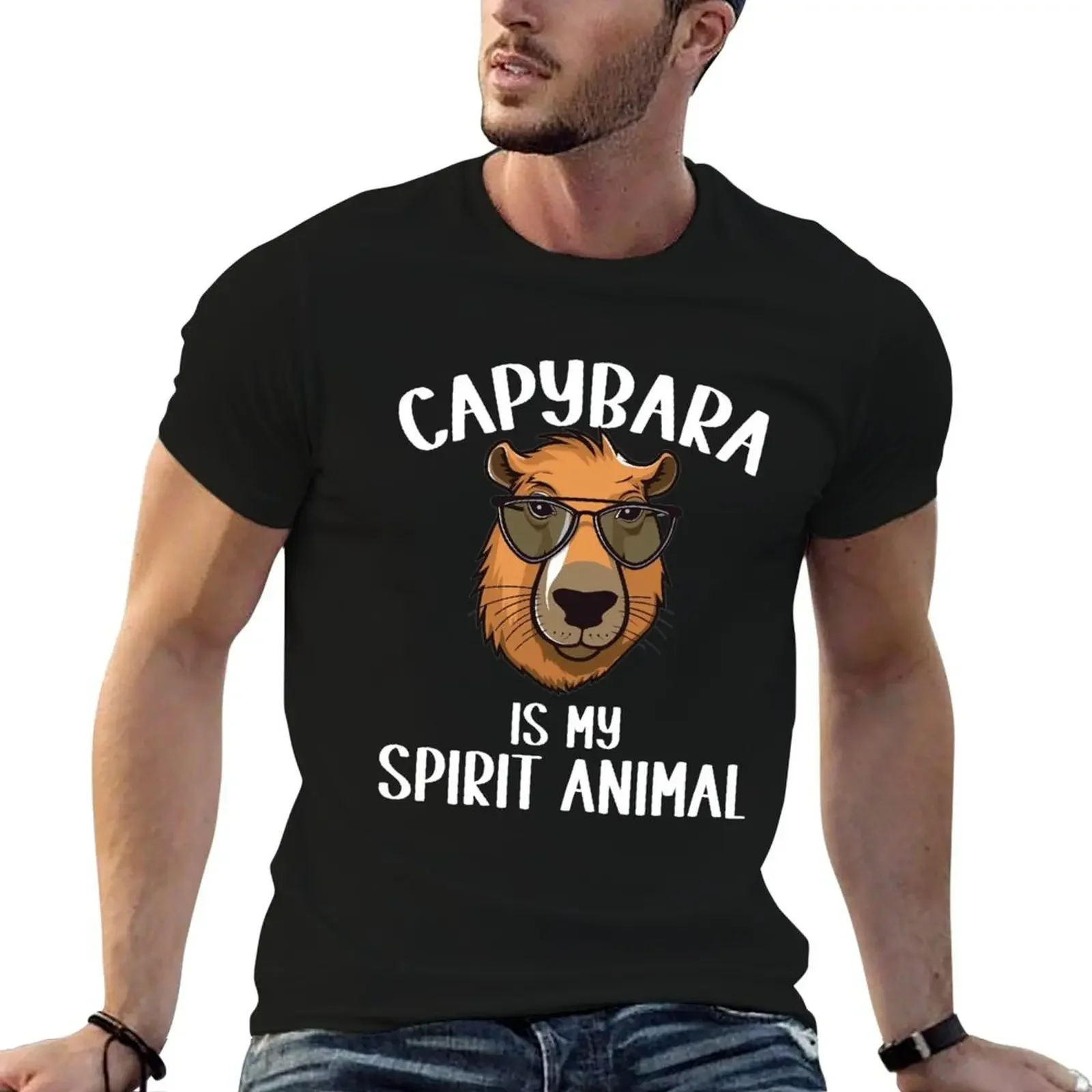 Capybara Is My Spirit Animal T-Shirt cute tops plus size clothes blue archive tees tshirts for men