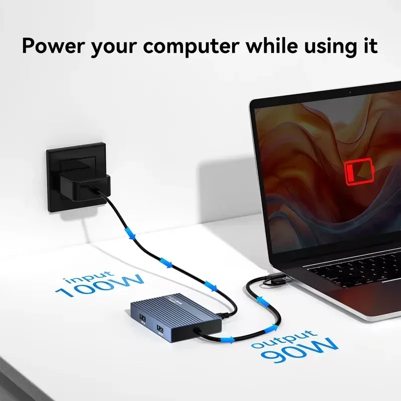 Estação de acoplamento USB-C 6 em 1 Acasis com DisplayLink, suporte duplo 4K @ 60 Hz, carregamento PD de 100 W para MacBook Pro/Air