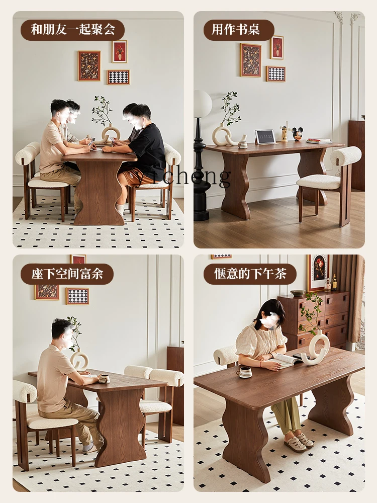 Tqh Fu Zhonggu Ji Ji Ji Feng Dining Table Small Apartment Home Solid Wood Rectangular Dining Tables and Chairs Set