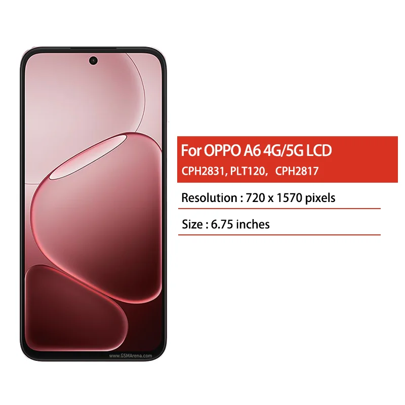 Ekran wyświetlacza A6 do Oppo A6 4G LCD CPH2817, ekran dotykowy z digitizerem do OPPO A6 5G CPH2831, zamiennik LCD PLT120 — zdjęcie produktu 2