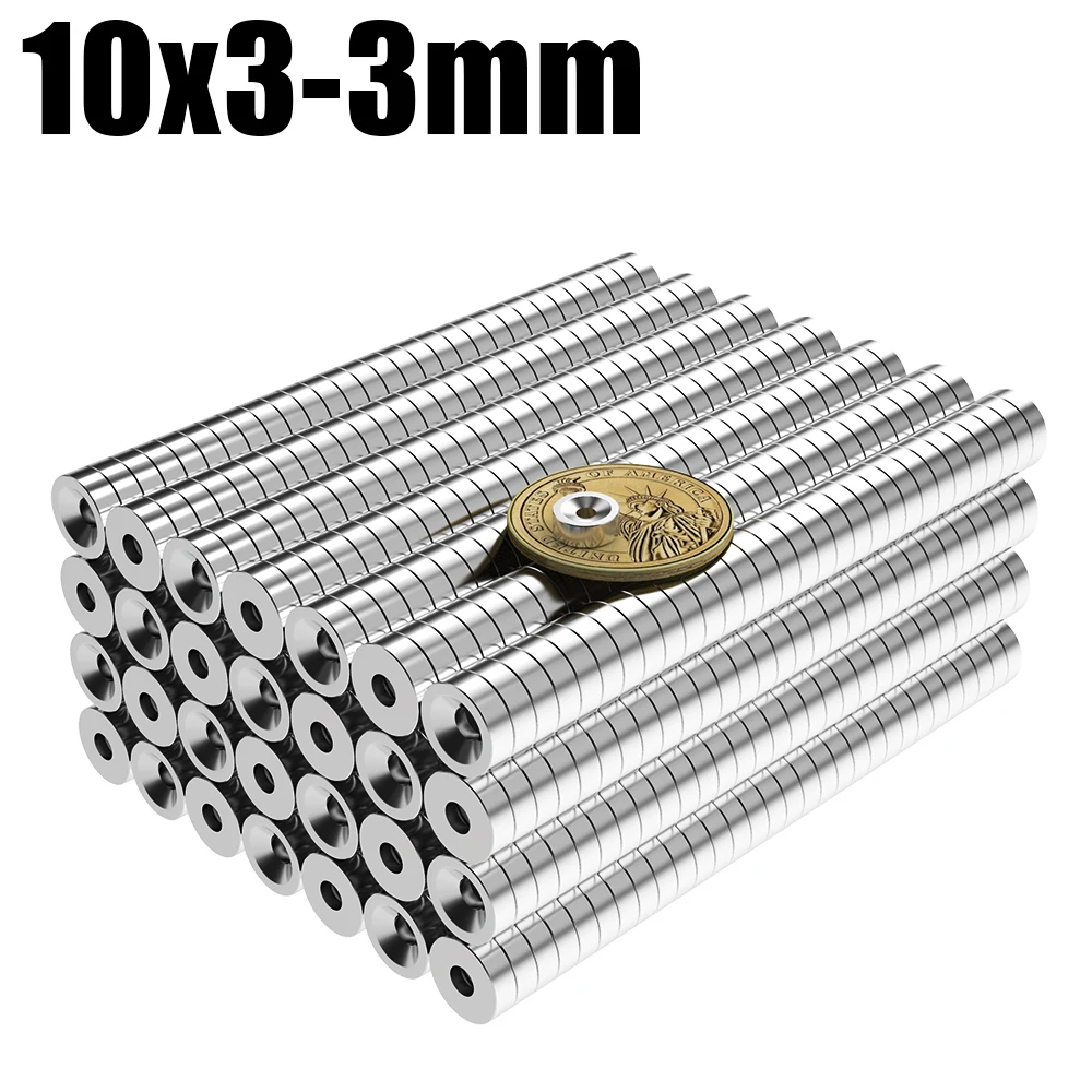 

10/20/50/100Pcs N35 Super Strong Magnet 10mm X 3mm Hole3mm Round Magnetic NdFeB Neodymium magnet Powerful Disc imanes with hole