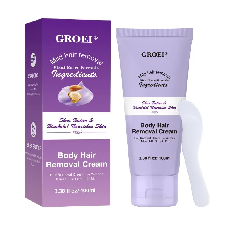 La crema depilatoria corpo al burro di karitè GROEI è una crema depilatoria delicata, non irritante e veloce da 100 ml