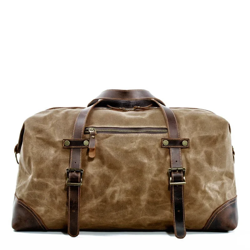 M268 New Vintage Waxed Canvas Men Travel Duffel Large Capacity Oiled Leather Military Weekend Bag Basic Tote Overnight Bags