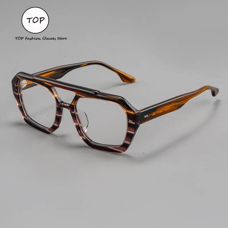 

New Double Beam Color Matching Personalized Acetate Eyeglass Frame Men High-quality Optical Reading Women's Prescription Glasses
