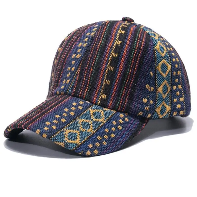 

31BB Ethnic Baseball Cap Colorful Striped Peaked Cap Sport Hat for Men Women