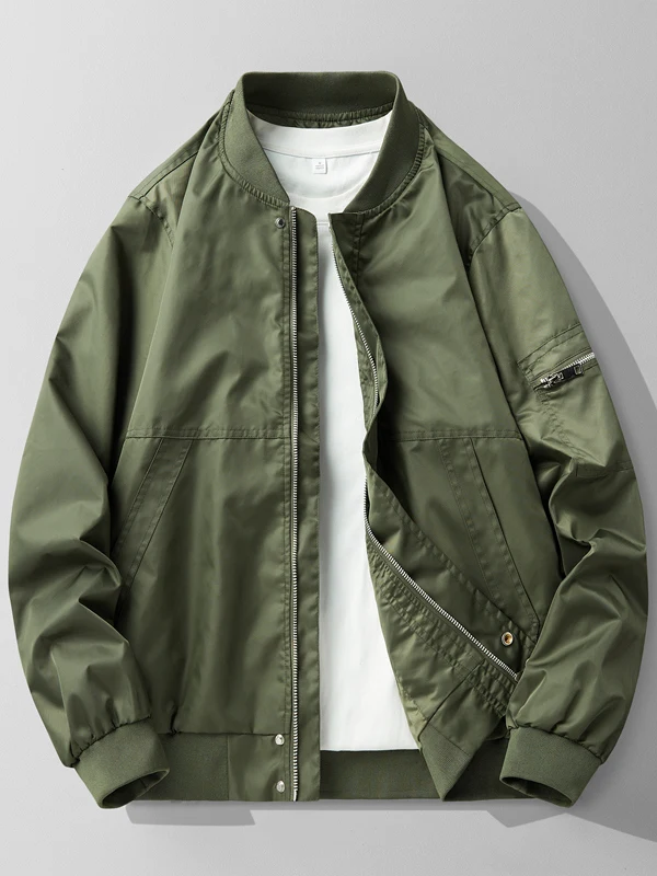 

Men's Faionable Pilot Baseball Collar Jaet Spring Autumn Casual Outerwear JXAETE Loose Fit Nylon Windproof Long Sve