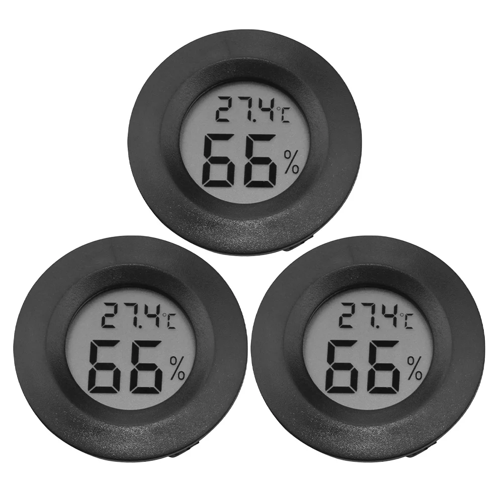

3Pcs Mini Digital Hygrometer Reptile Round Embedded Temperature Humidity Gauge for Terrariums Indoor Greenhouses