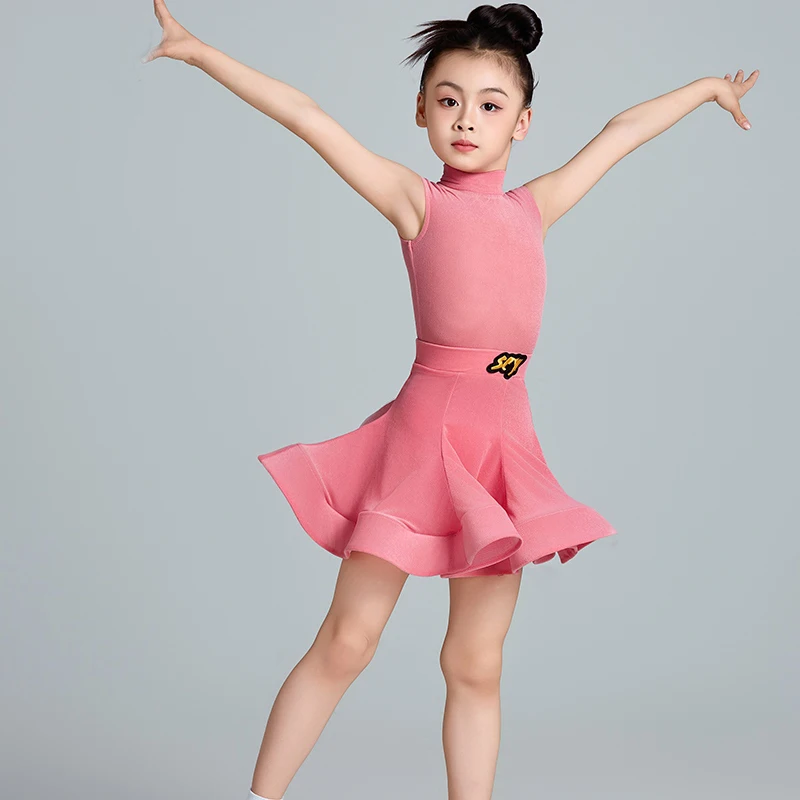 6 Colors Velvet Ballroom Dance Professional Dresses Girls Latin Dance Costume Children'S Latin Dance Competition Dress SL12674